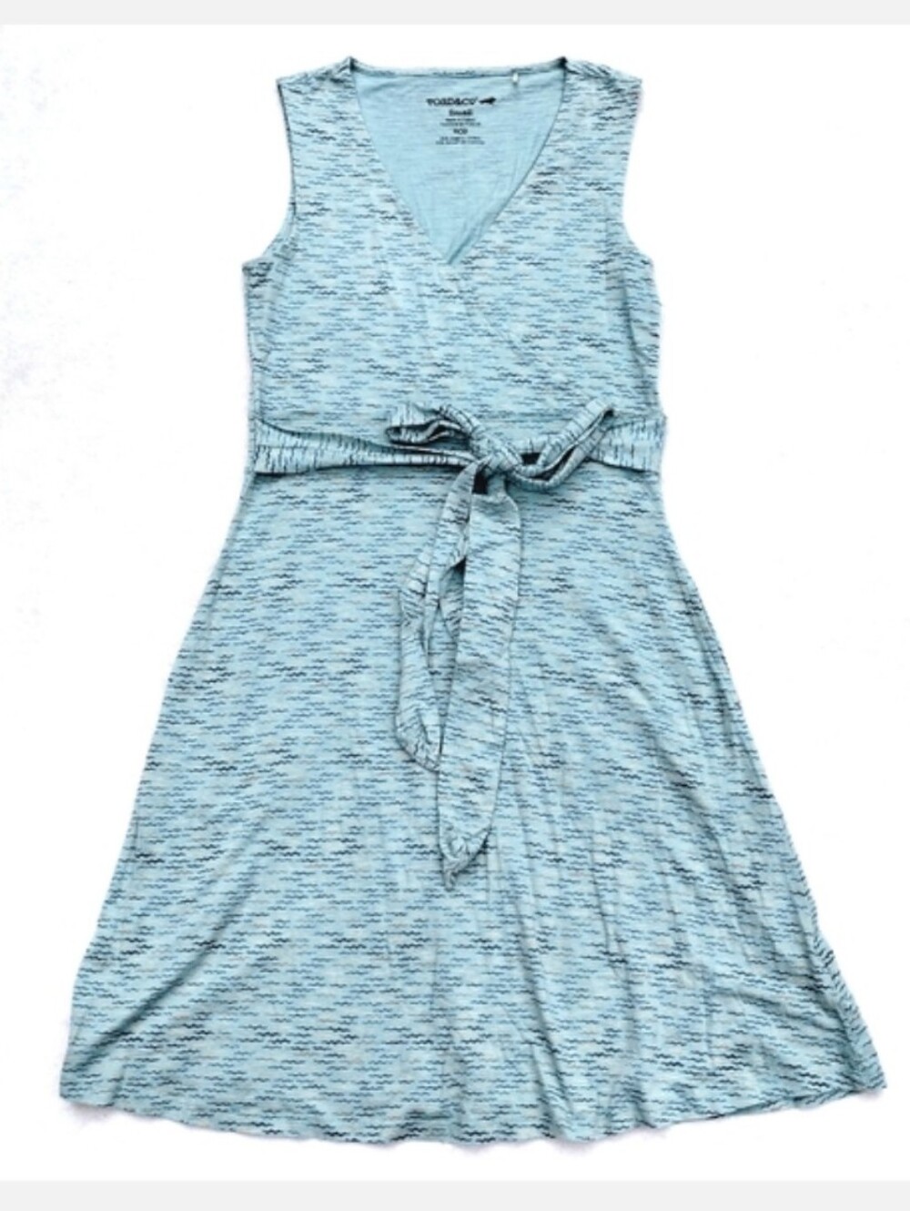 Toad & Co Organic Cotton Cue Wrap Dress Teal Green Size Small Patterned Short